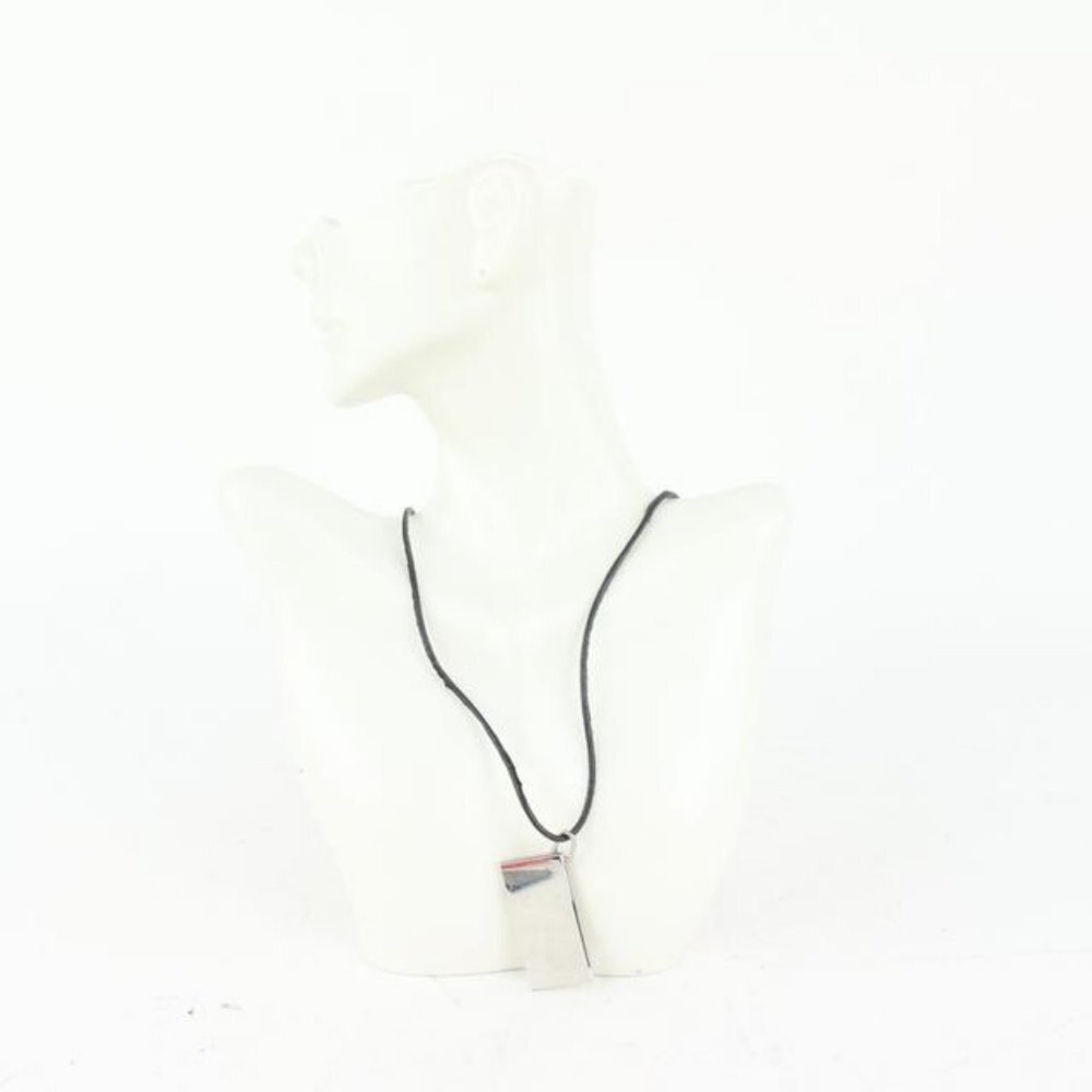Hermès Black x Silver Pendant Necklace 1018h3